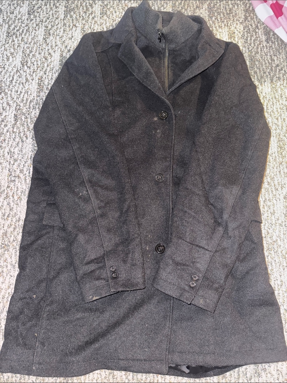 Pronto Uomo Dark Charcoal Gray Trench Coat with Button Front